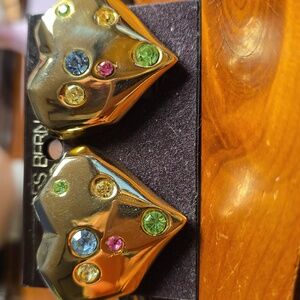 Les Bernard Valentino Couture heart fruit basket clip on earrings Gold Tone 55